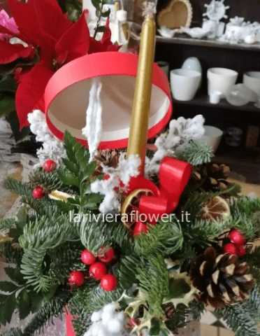 flowerbox natalizia con candela