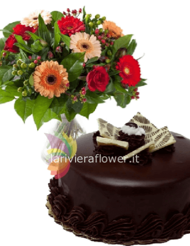 bouquet di fiori + torta