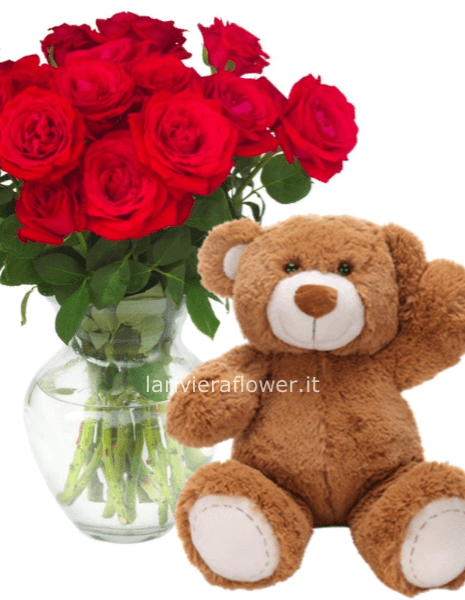 Rose rosse con peluches leggere descrizione